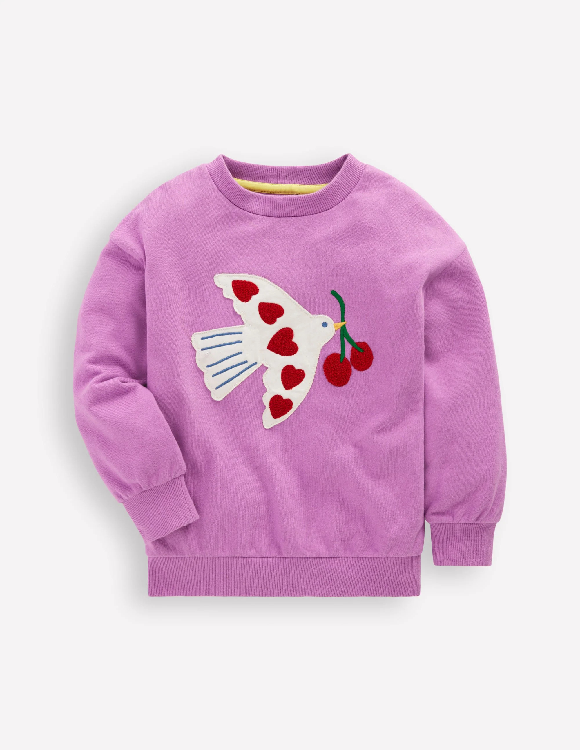 Boden Girls Bobbie Appliqué Sweatshirt in Purple | Size 4-5 Years | Boden (US)