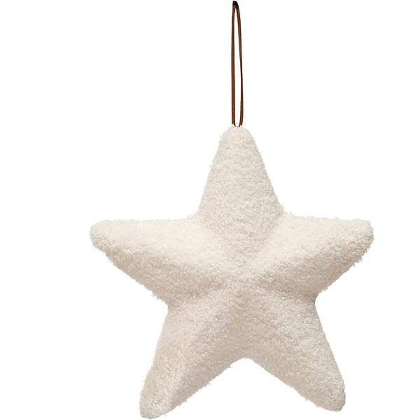 Creative Co-Op 6-1/4"H Sherpa Star, Cream Color Textile Ornaments, Multi | Amazon (US)