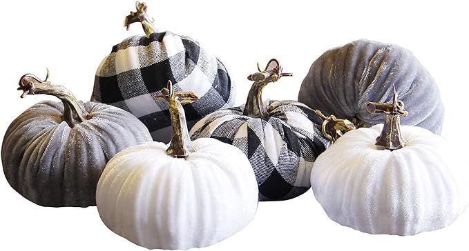 winemana Thanksgiving Decorations Artificial Pumpkin, Set of 6 Foam Lint Pumpkins 3 Colors Fall A... | Amazon (US)