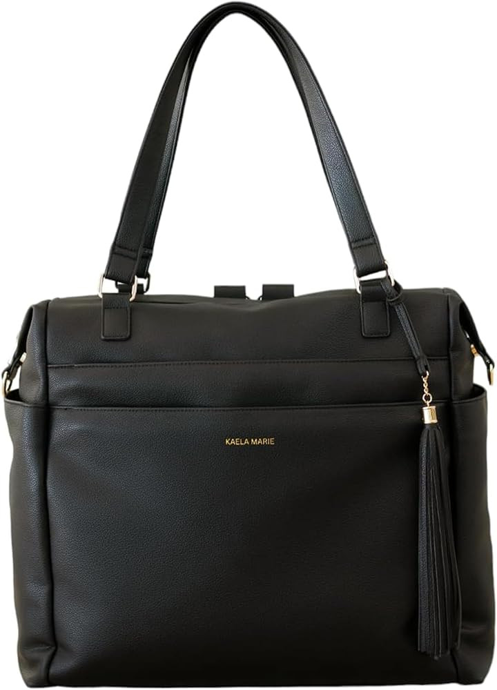 Large Diaper Bag Backpack, Vegan Leather Diaper Travel Tote Bag with Changing Pad and Stroller St... | Amazon (US)