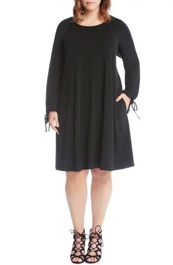 Plus Size Women's Karen Kane Tie-Sleeve Shift Dress, Size 0X - Black | Nordstrom