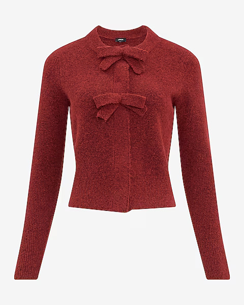 Double Bow Crew Neck Cardigan | Express