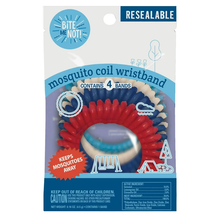 BiTE ME NOT! DEET Free Coil Wristband Insect Repellent, Multi-Color, 4 Count | Walmart (US)
