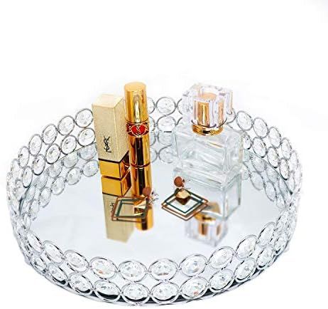 VoiceFly Crystal Cosmetic Makeup Vanity Tray, Jewelry Organizer Tray Mirrored Decorative Tray for... | Amazon (US)