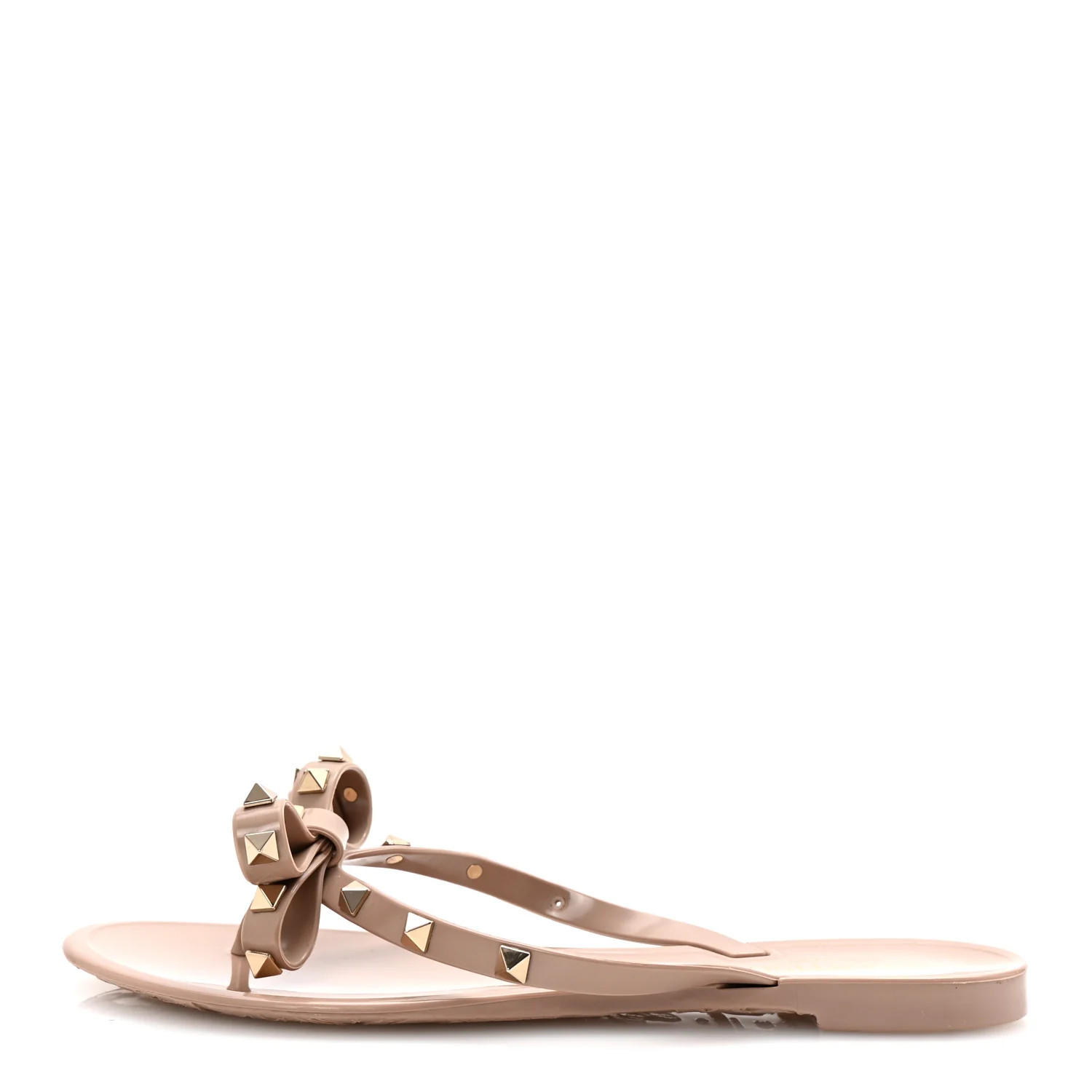 Valentino Garavani PVC Jelly Rockstud Bow Thong Sandals 39 Poudre 1731992 | FASHIONPHILE (US)