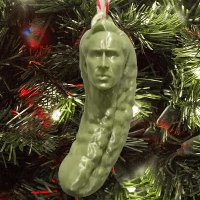 Picolas Cage Christmas Ornament, Funny Nicolas Cage Christmas Green Pickle Hanging Ornament, Chri... | Amazon (US)