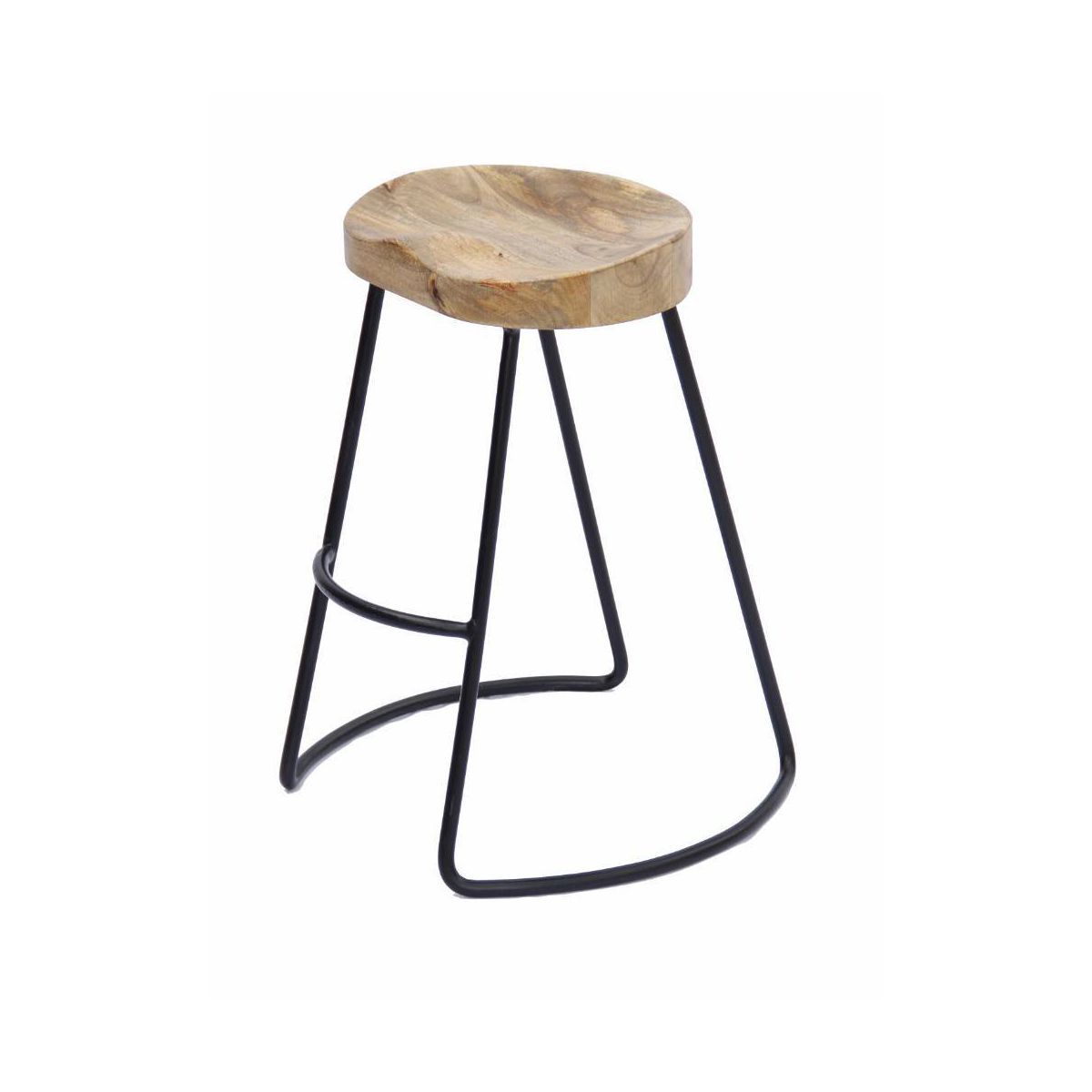 Wooden Saddle Seat Barstool Brown and Black - The Urban Port | Target
