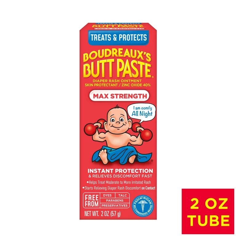 Boudreaux's Butt Paste Maximum Strength, Baby Diaper Rash Cream, Ointment, 2 oz | Walmart (US)