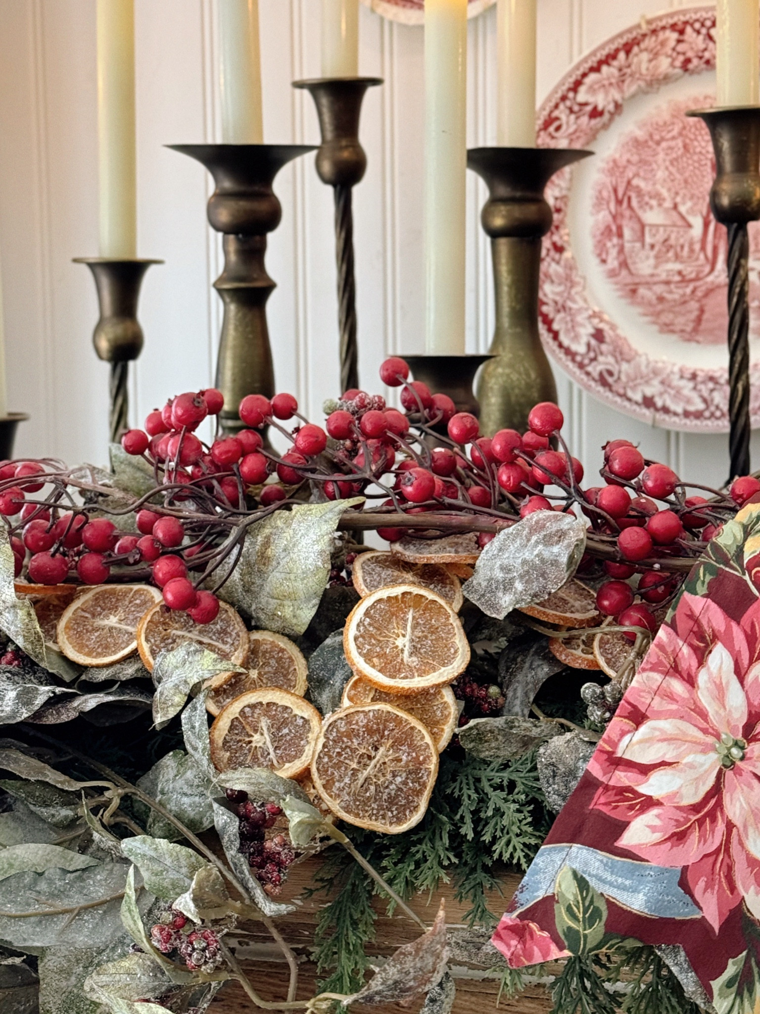 Classic Christmas staples: candle sticks, orange slices & greens. 

#LTKHome #LTKHoliday #LTKSeasonal