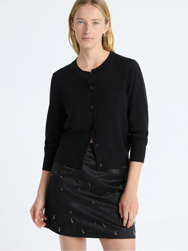 Free Assembly Women's and Women's Plus Classic Cozy Yarn Cardigan Sweater, Midweight, Sizes XS-4X | Walmart (US)