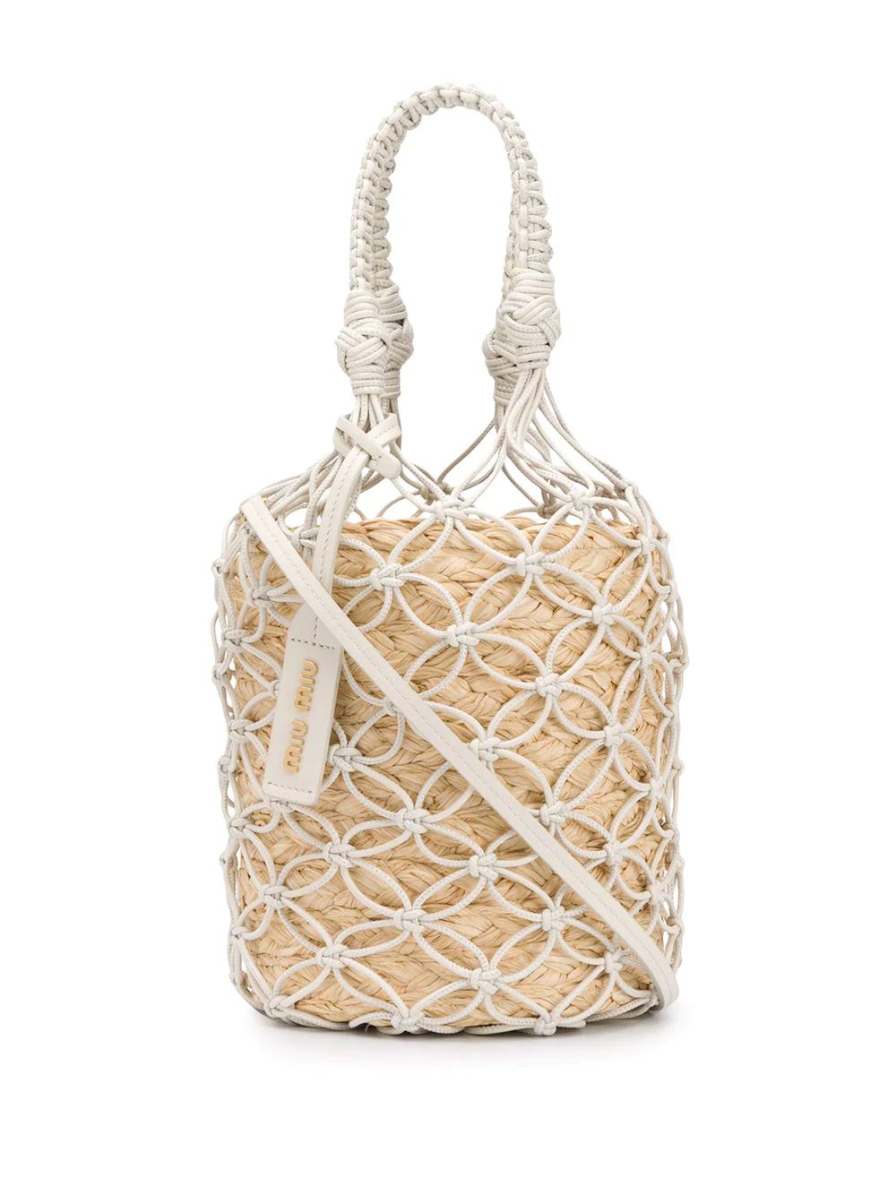 mesh and straw bucket bag | Farfetch (US)