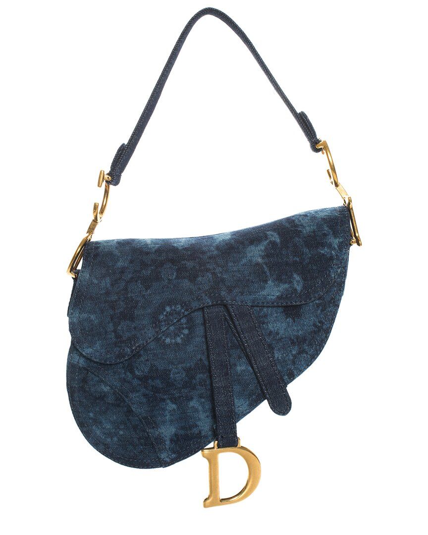 Dior Blue Denim Medium Saddle Bag NM | Gilt