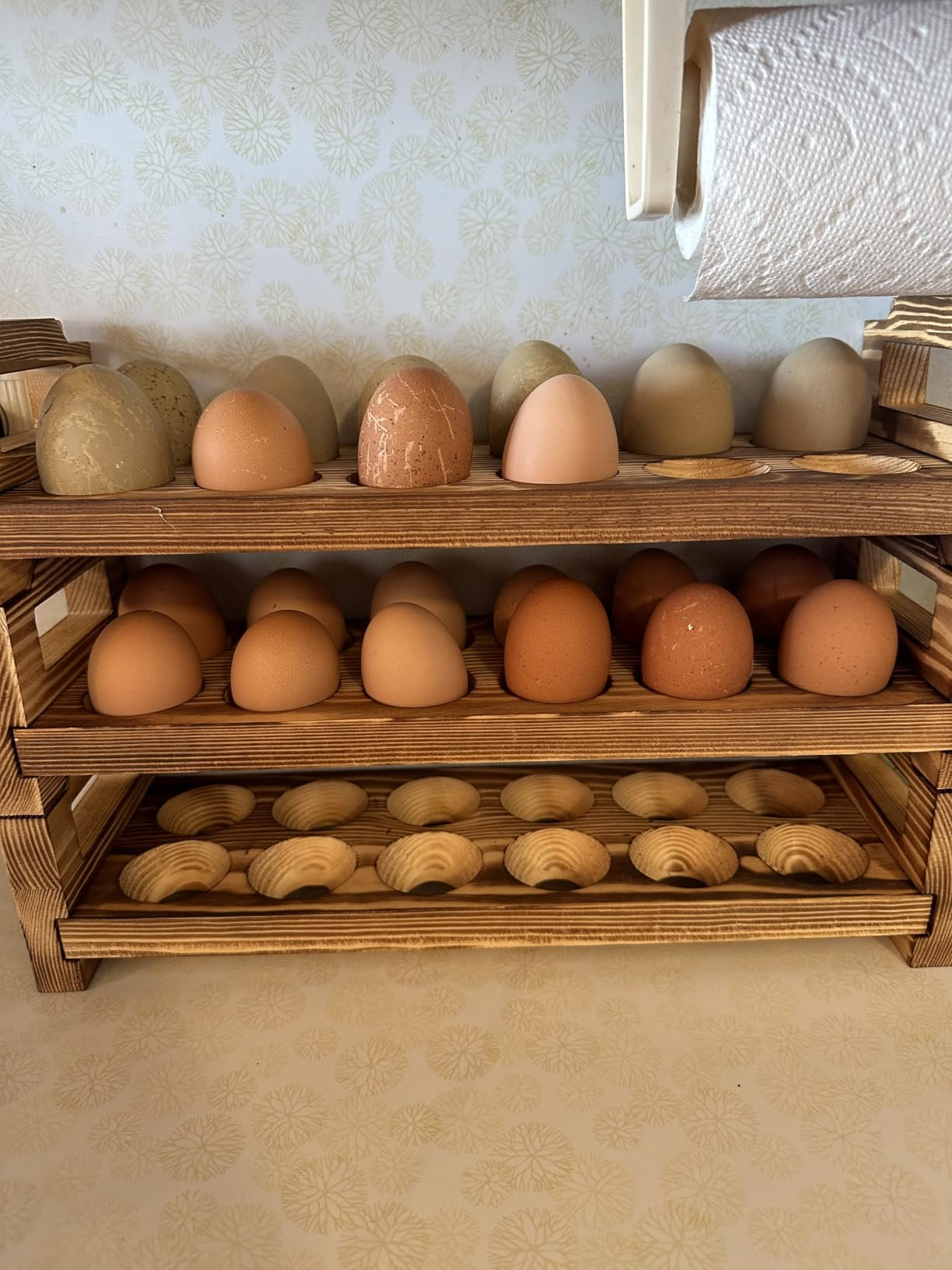 CVHOMEDECO. Wooden Egg Holder Fresh Egg Holders Countertop Firewood Egg Collecting Rack for Gathe... | Amazon (US)