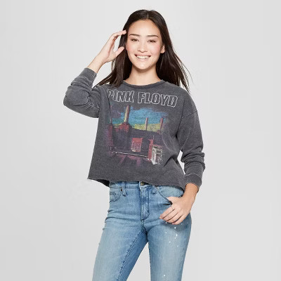 Junk Food Women's Pink Floyd Long Sleeve Graphic T-Shirt - Black | Target