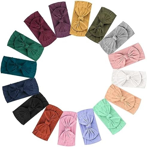 JOYOYO 16 Colors Soft Wide Turban Baby Headbands with 4.5 inches Hair Bow Headwraps for Baby Girl... | Amazon (CA)