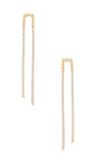 Ettika Double Crystal Drop Earring in Metallic Gold. | Revolve Clothing (Global)