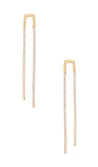 Double Crystal Drop Earring in Gold | Revolve Clothing (Global)