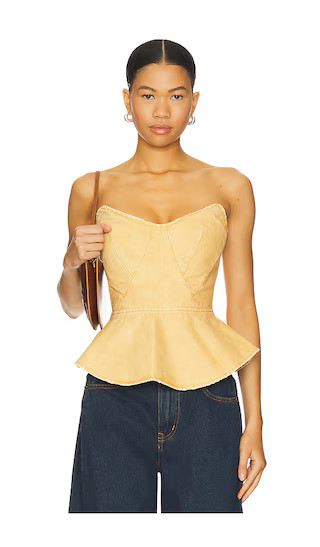 The Princess Peplum Top in Beige Khaki | Revolve Clothing (Global)