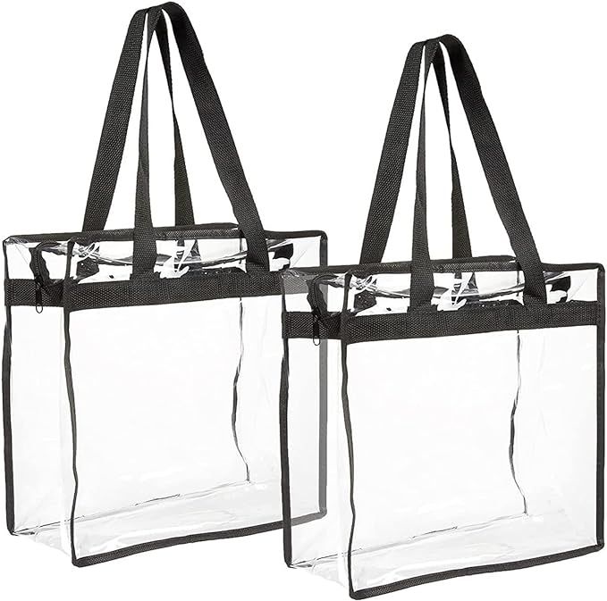 Stadium Approved Clear Plastic Tote Bags with Handles (12x12x6 In, 2 Pack) | Amazon (US)