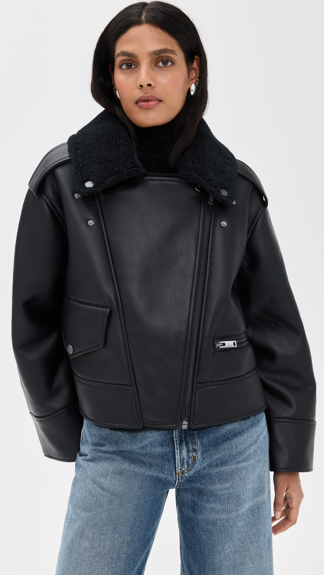 Finnian Luxefluff Faux Leather Moto Jacket | Shopbop