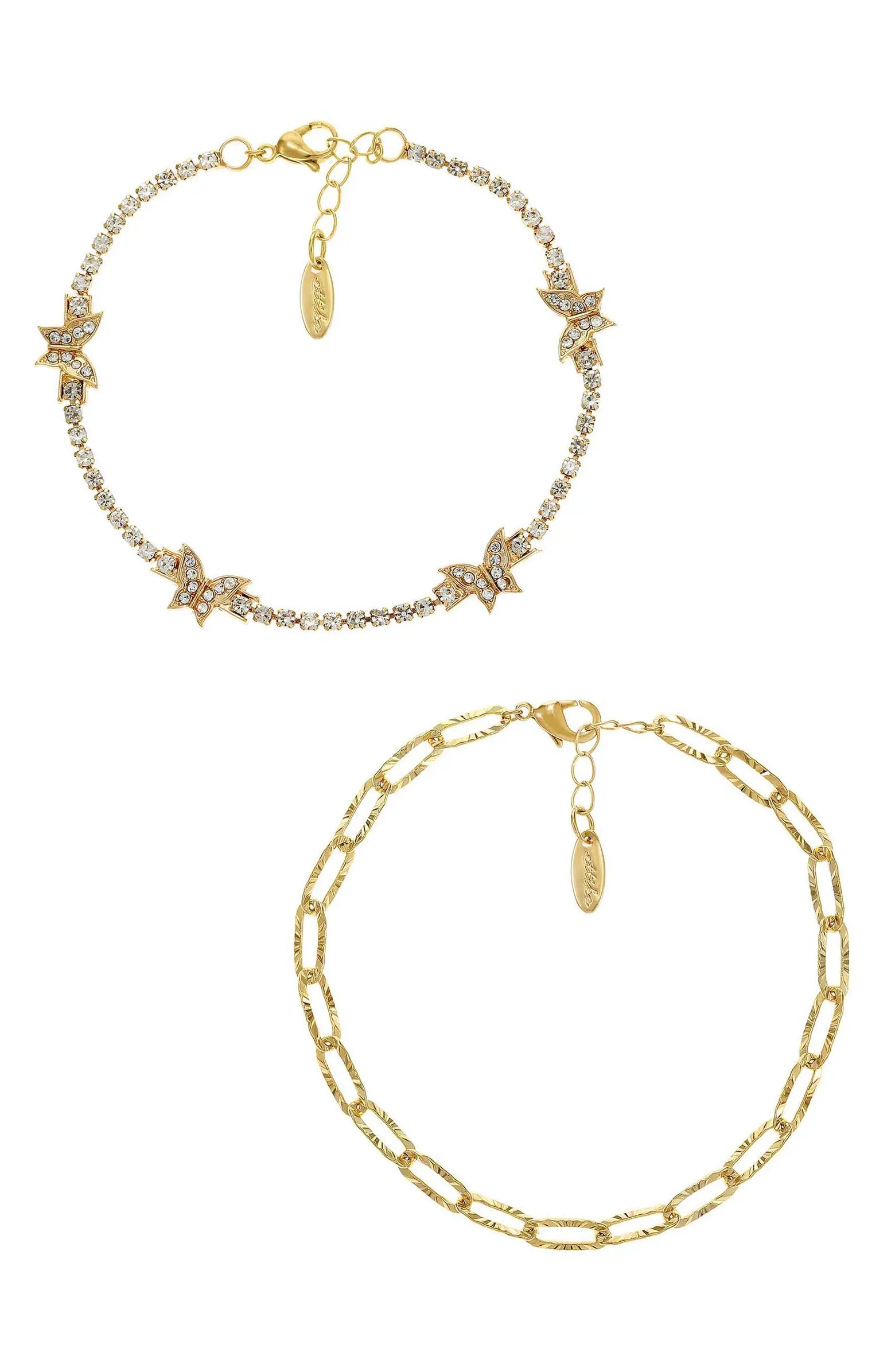 Set of 2 Butterfly Chain Anklets | Nordstrom