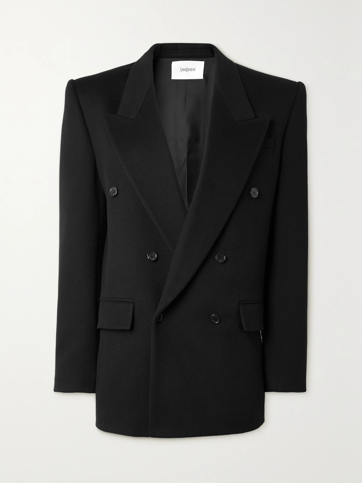 SAINT LAURENT - Double-breasted Wool And Cashmere-blend Blazer - Black | NET-A-PORTER (US)