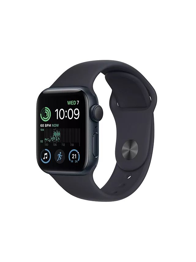 2022 Apple Watch SE (2nd Generation) GPS, 40mm Midnight Aluminium Case with Midnight Sport Band -... | John Lewis (UK)