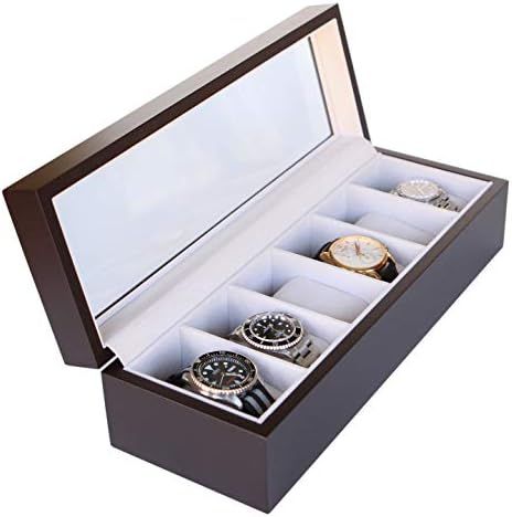 Solid Espresso Wood Watch Box Organizer with Glass Display Top by Case Elegance | Amazon (US)