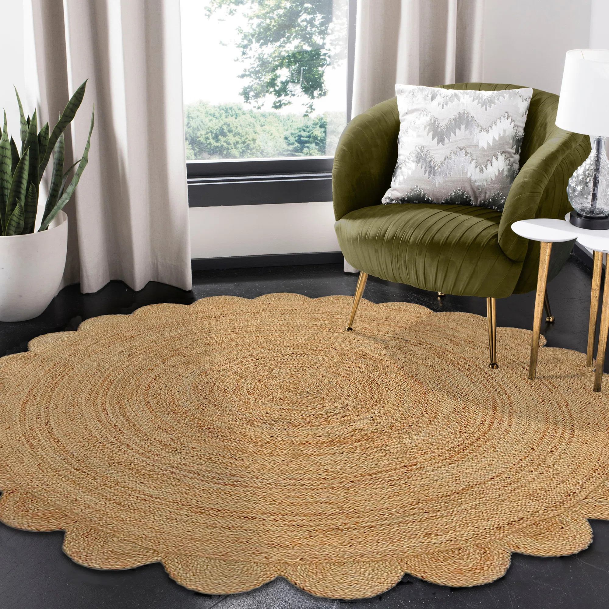 Beachcrest Home™ Benefield Scalloped Edge Indoor Rug Natural & Reviews | Wayfair | Wayfair North America