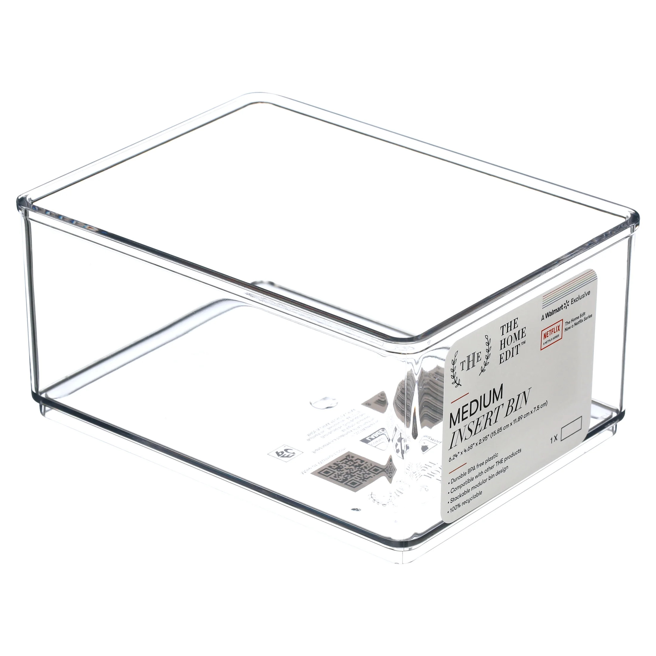 The Home Edit Medium Clear Storage Bin Organizer Insert, 1 Piece, 6.24" x 2.95" x 4.68" | Walmart (US)