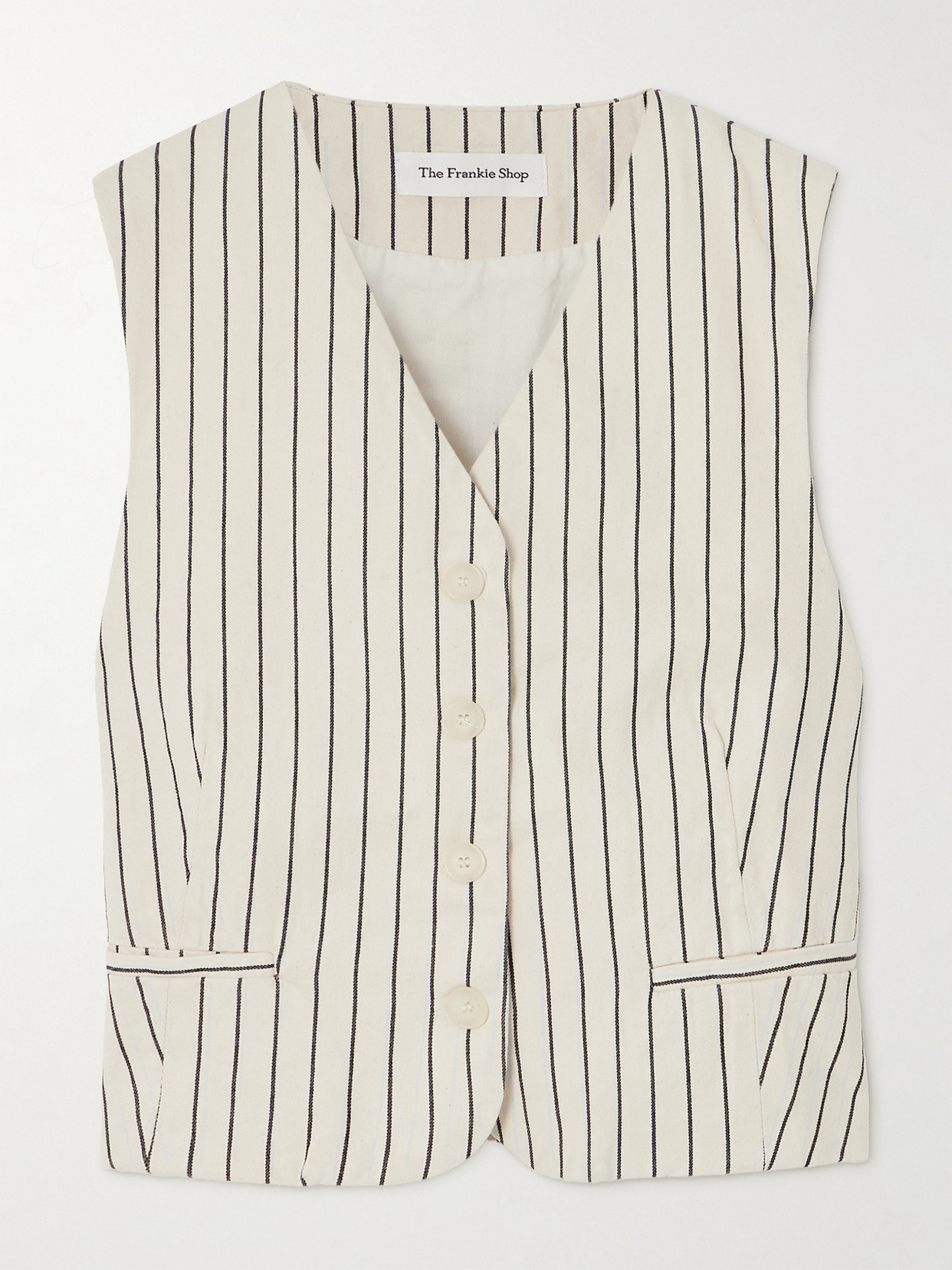 The Frankie Shop - Clare Striped Denim Vest - Cream | NET-A-PORTER (UK & EU)