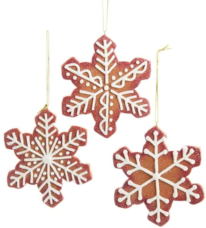 Amazon.com: Iced Gingerbread Snowflake Cookie Ornaments, Set of 3 : Home & Kitchen | Amazon (US)