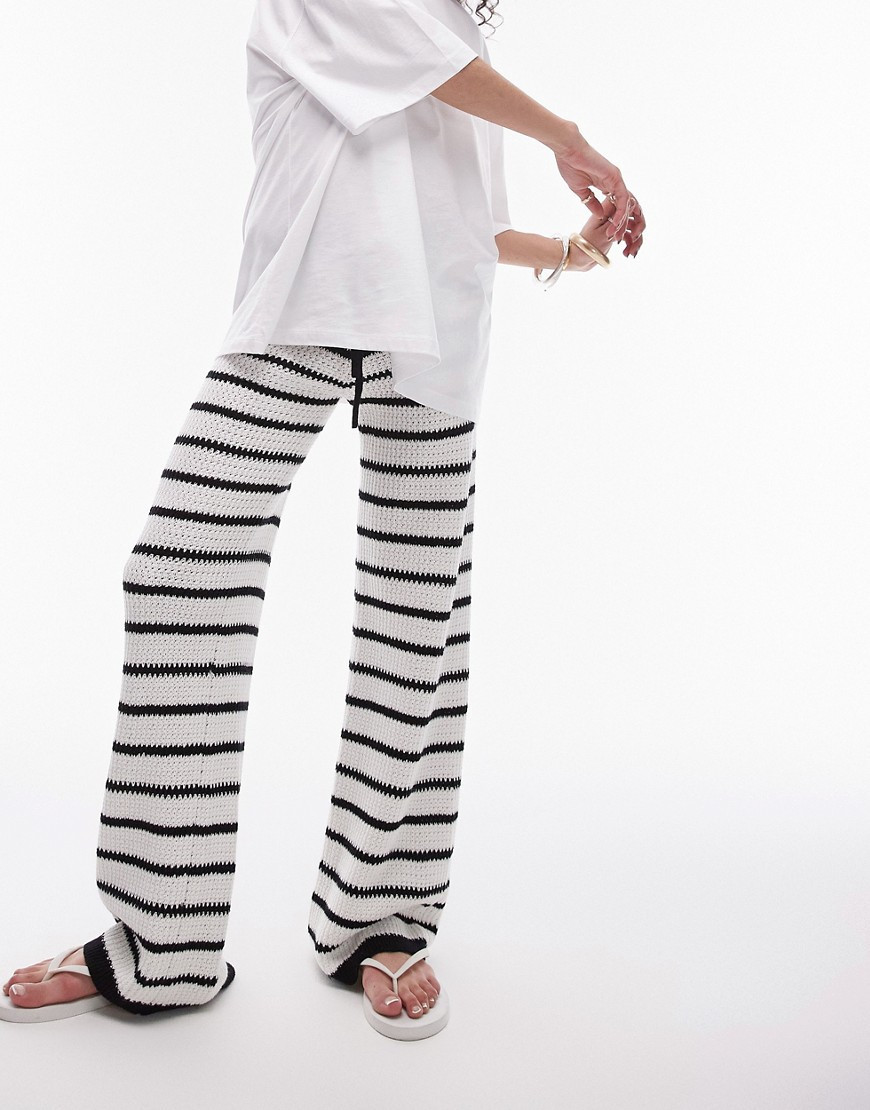 Topshop knitted stripe pants in black and white-Multi | ASOS (Global)