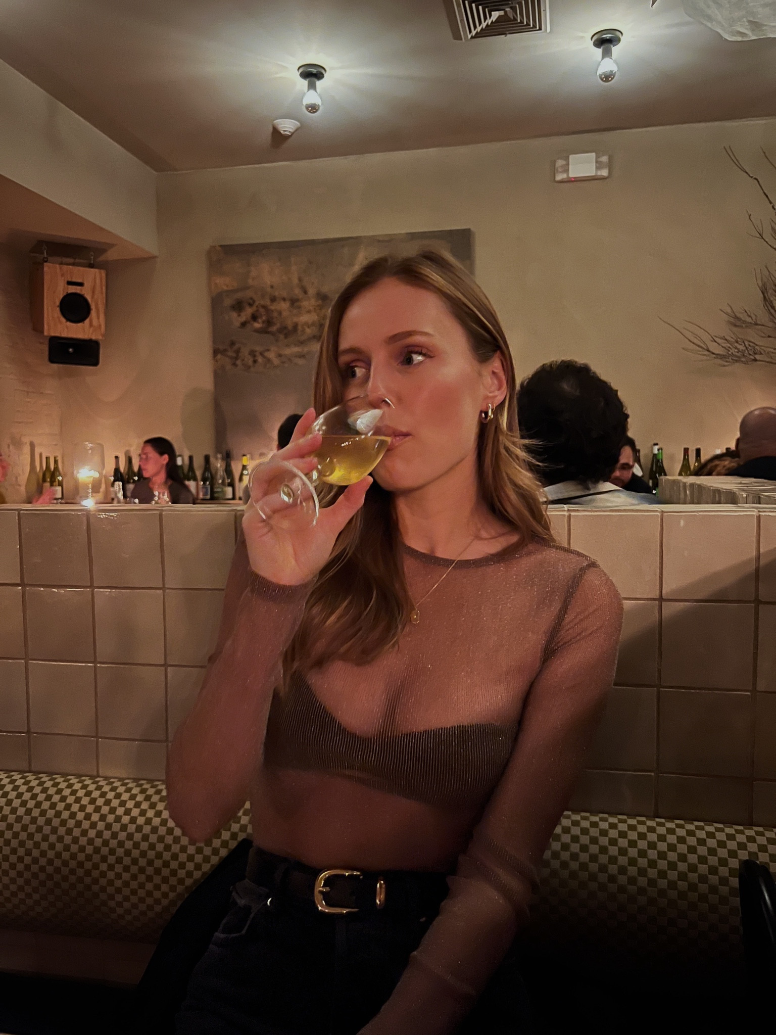 Sheer mango top - could put any black camisole or crop under it! 