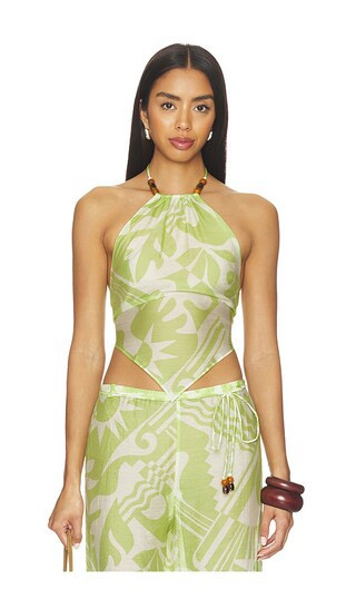 L'Academie Nyra Top in Green Riviera Abstract. Size L | Revolve Clothing (Global)