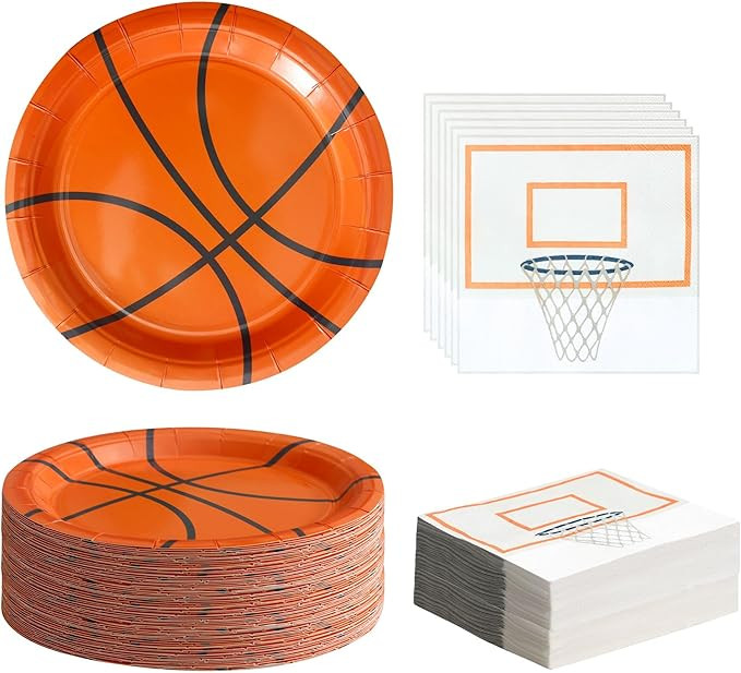 Winoo Design 48PCS Basketball Plates and Napkins Party Supplies - 24 PK - 9 Inch Basketball Paper... | Amazon (US)
