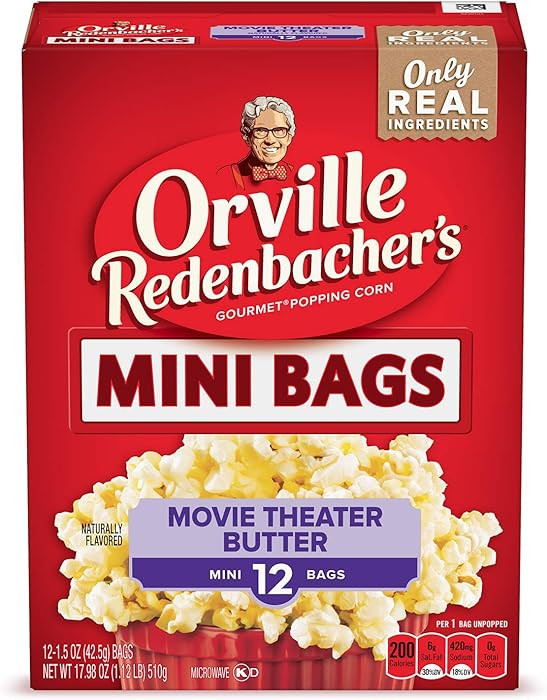 Orville Redenbacher’s Microwave Popcorn Mini Bags, Movie Theater Butter Flavor, 3g Fiber Per Se... | Amazon (US)