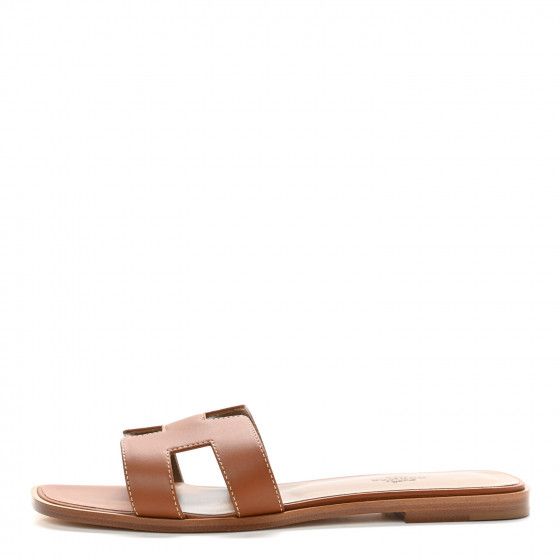 HERMES

Box Calfskin Oran Sandals 39.5 Gold | Fashionphile