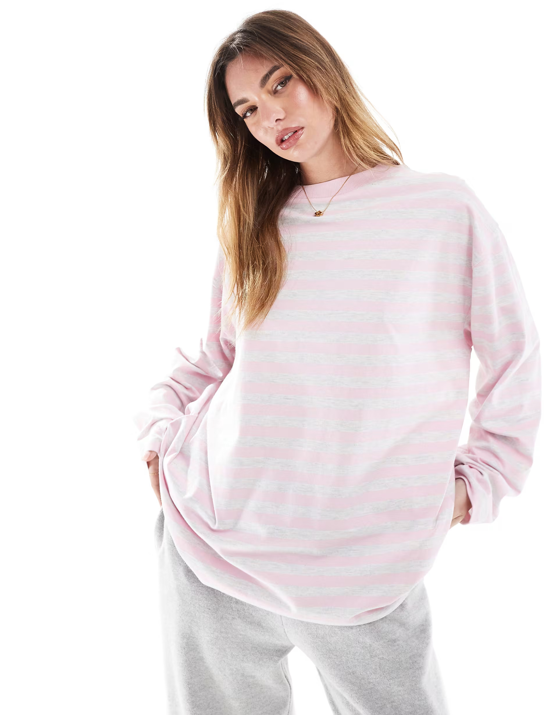 ASOS DESIGN long sleeve t-shirt in pink stripe | ASOS (Global)