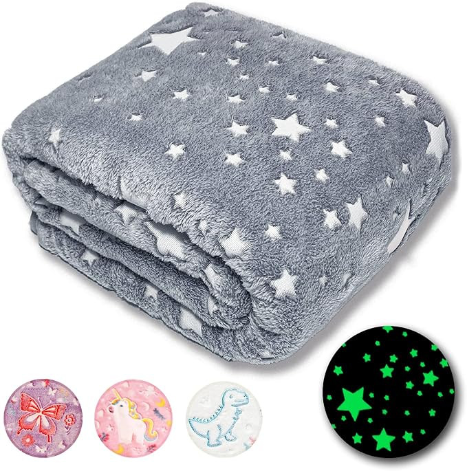 Amazon.com: FORESTAR Glow in The Dark Blanket, Halloween Christmas Birthday Gifts for Kids, Premi... | Amazon (US)