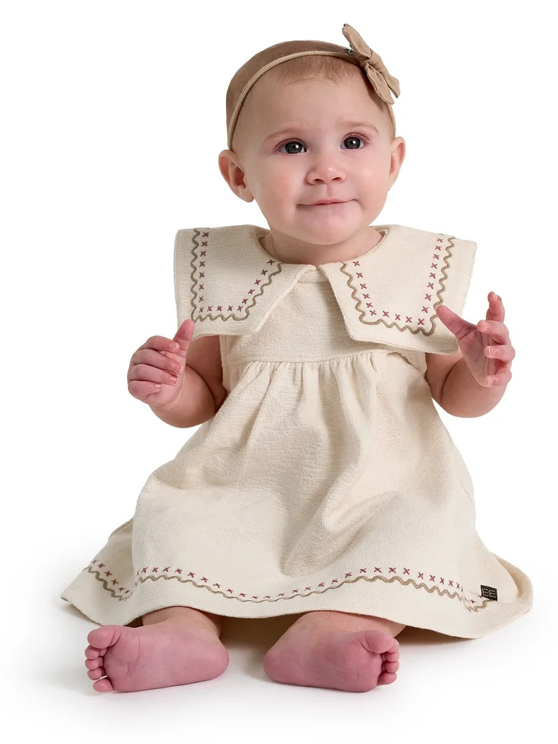 Modern Moments by Gerber Baby Girl Novelty Embroidered Collar Dress and Diaper Cover, 2-Piece, Si... | Walmart (US)
