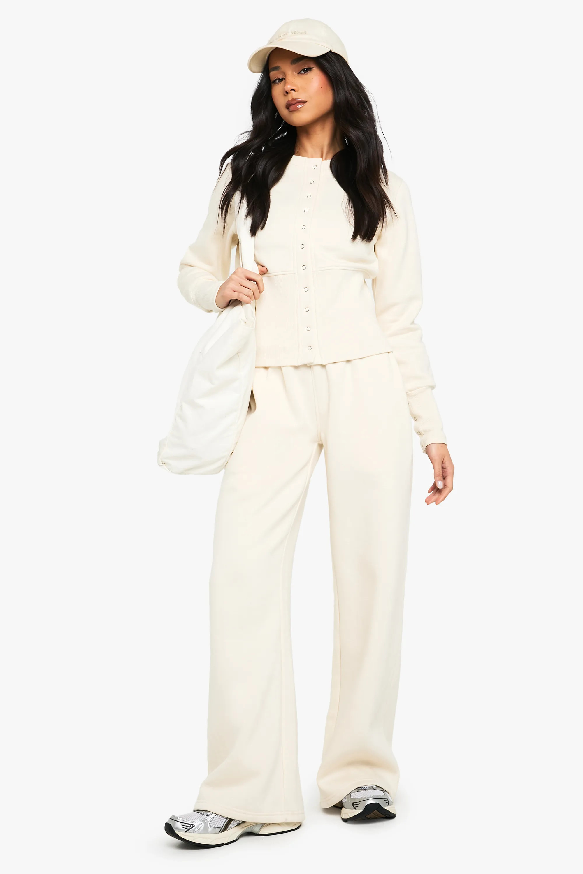 Deep Hem Popper Bomber Sweatshirt Tracksuit | Boohoo.com (UK & IE)