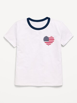 Softest Short-Sleeve Heart-Pocket T-Shirt for Girls | Old Navy (US)