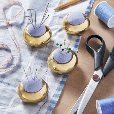 Set of 4 Brass Pincushions & Pattern Weights | Garrett Wade