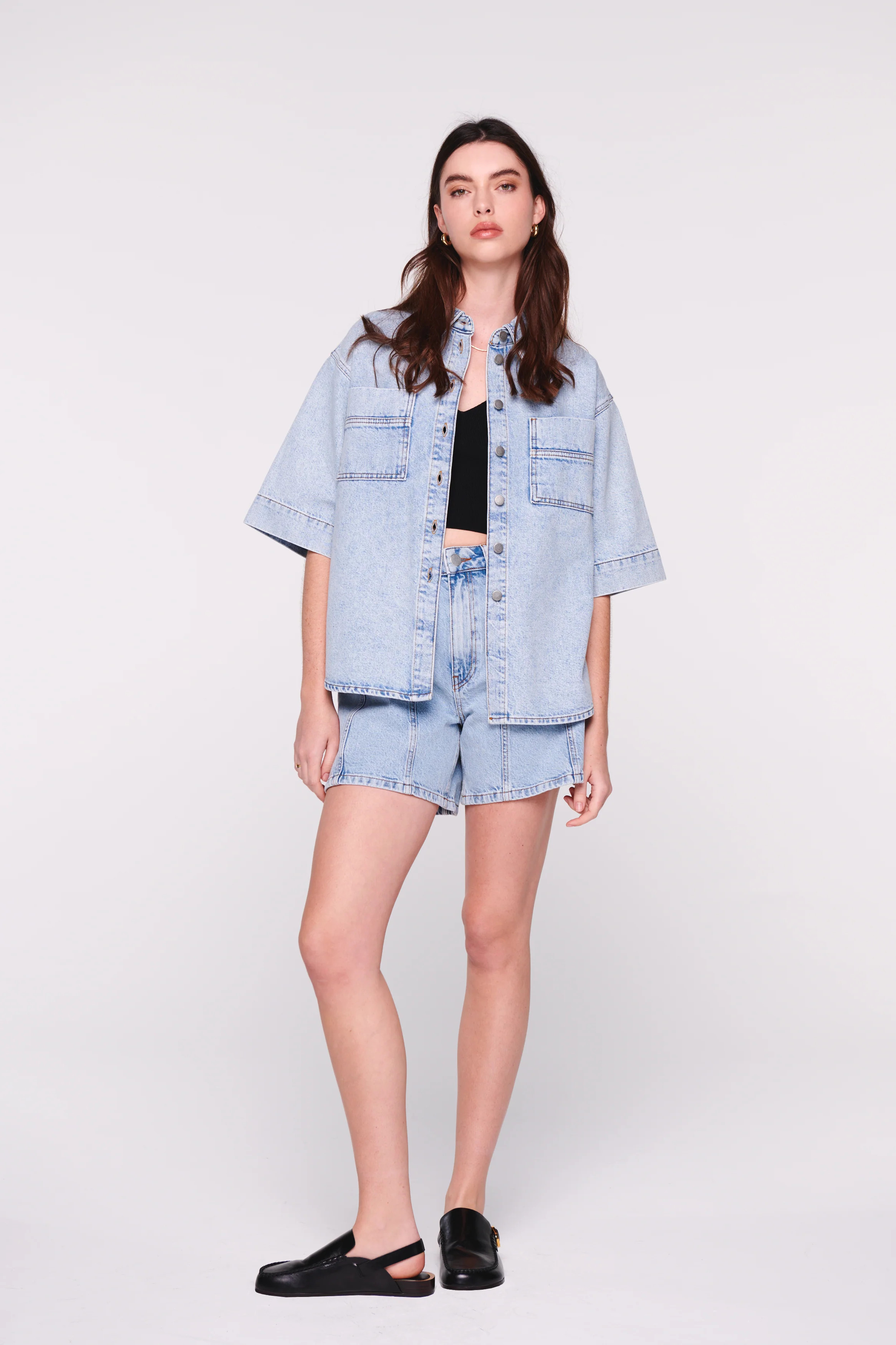 Giana Short Sleeve Denim Shirt | Aligne UK