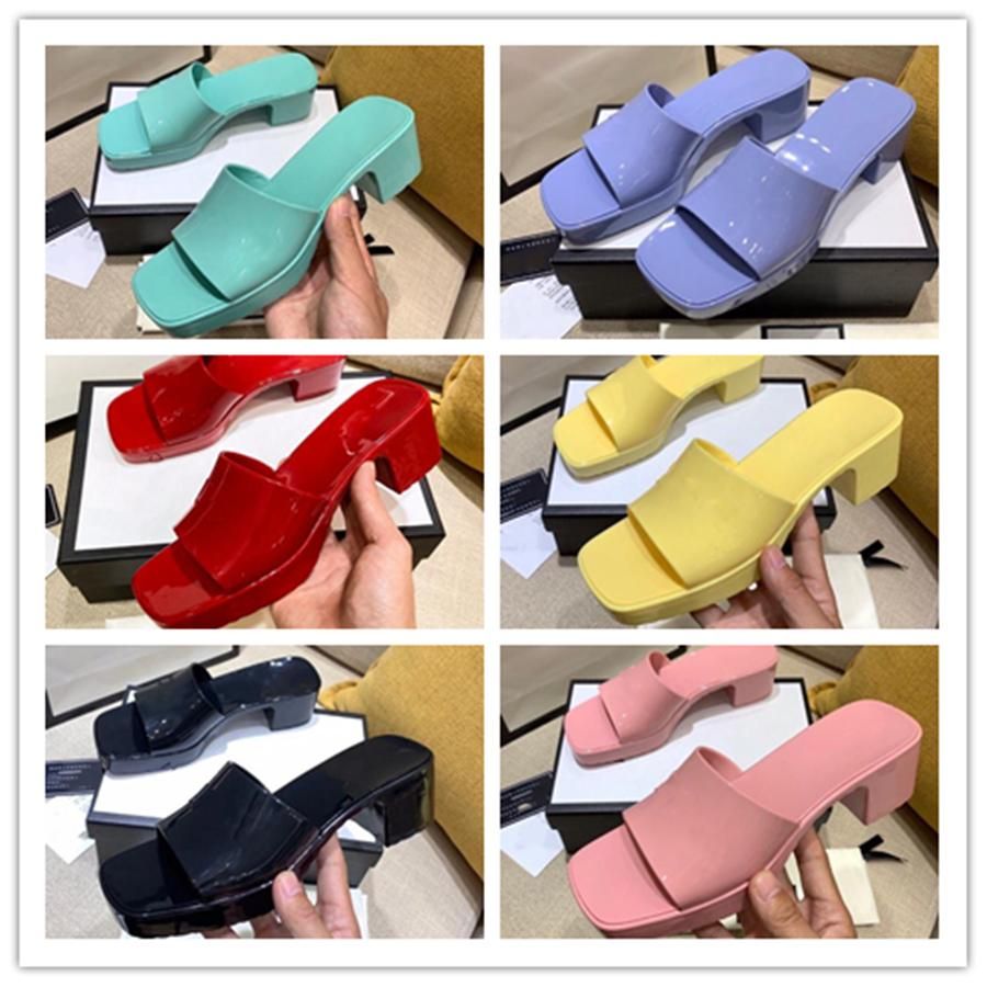 Hot Jelly Luxury Slippers Crystal Sandals Flat Slides High Heels Slipper Summer Beach Thick Botto... | DHGate