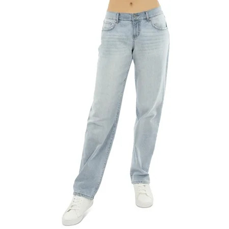 Juniors Stretchy Low-Rise Baggy Faded Jeans Light Wash 0 | Walmart (US)