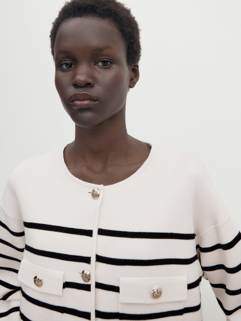 Striped knit cardigan with pockets | Massimo Dutti UK