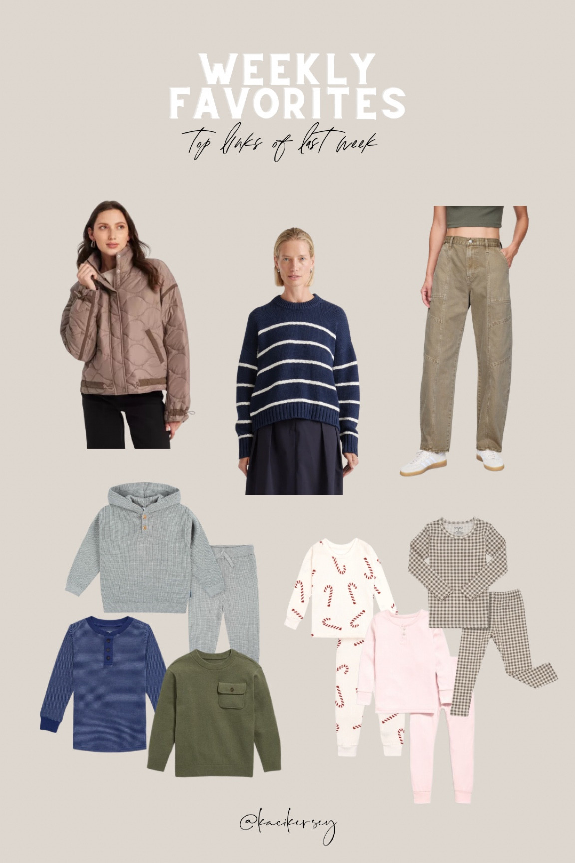 Weekly favorites — top links of last week! 

Target quilted jacket find, my new favorite Quince sweater, barrel jeans on sale, lots of our favorite toddler pajamas from Walmart, Old Navy and Amazon, the softest waffle knit toddler boy set, toddler boy henley and a cute toddler boy sweater.

#LTKStyleTip #LTKKids #LTKSaleAlert