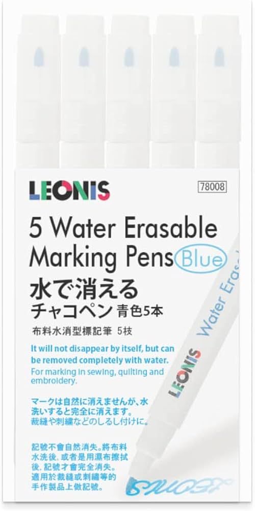 LEONIS Water Erasable Fabric Marking Pen Blue 5 Count Pack [ 78008 ] | Amazon (US)